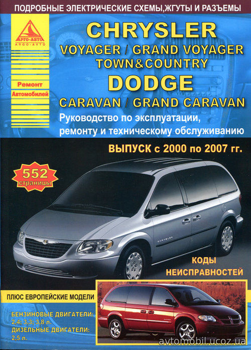 Книга CHRYSLER TOWN / COUNTRY / VOYAGER / GRAND VOYAGER, DODGE CARAVAN / GRAND CARAVAN (Крайслер Таун) 2000-2007 бензин / дизель Книга по ремонту и эксплуатации