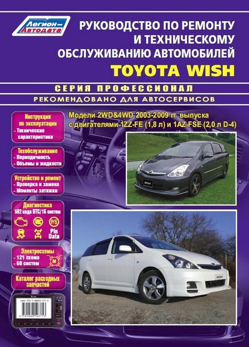 TOYOTA WISH с 2003-2009 бензин Пособие по ремонту и эксплуатации